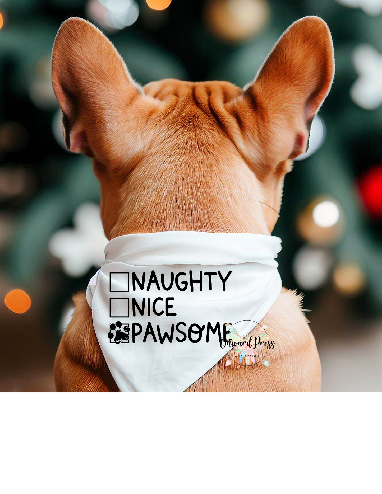 Naughty, Nice, Pawsome Pet Bandana