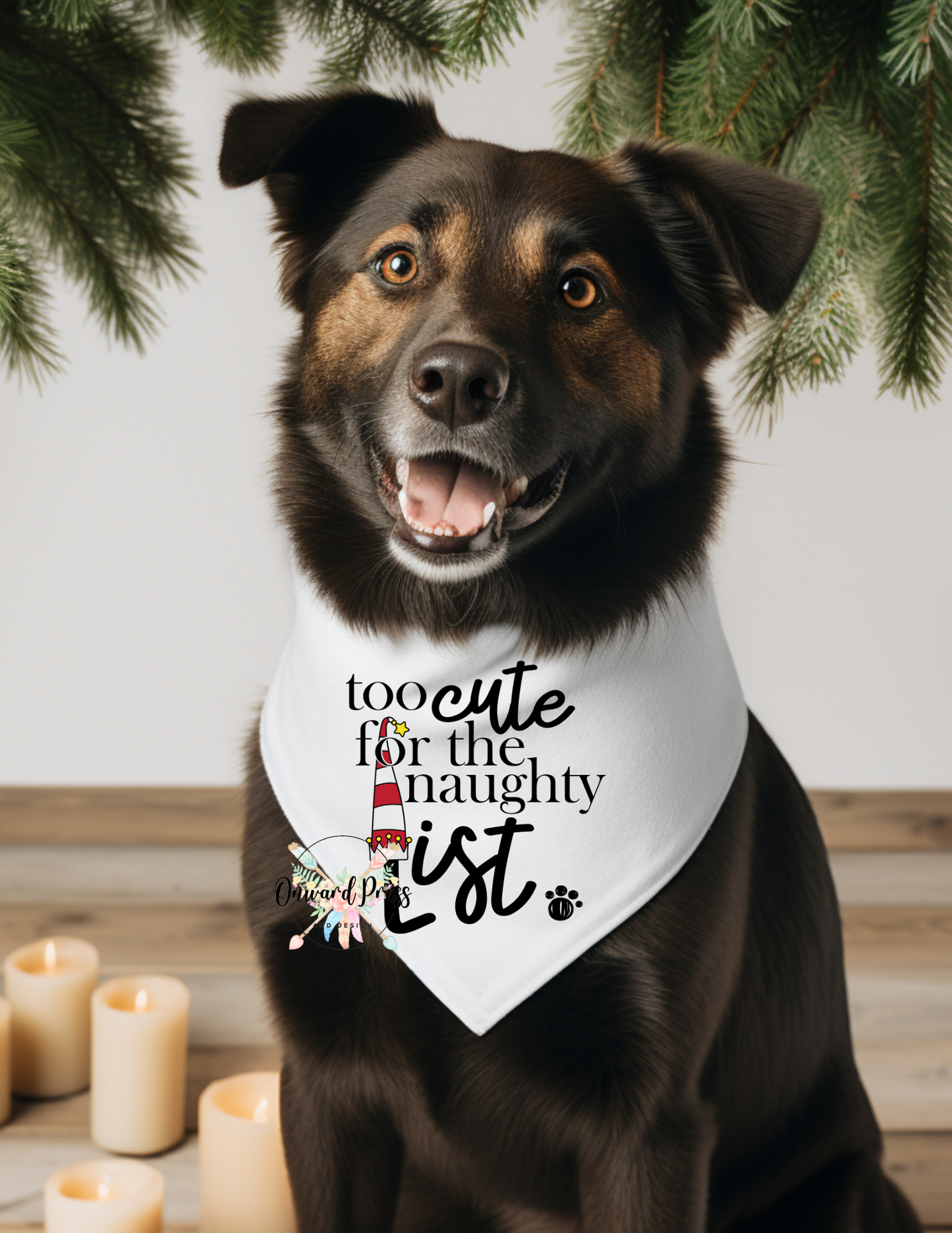 Too Cute For The Naughty List Pet Bandana