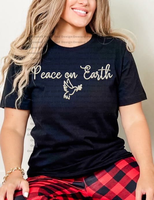 Peace On Earth Faux Embroidery