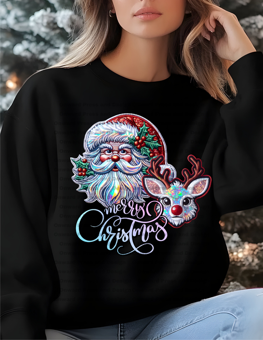Faux Holographic Santa and Rudolf