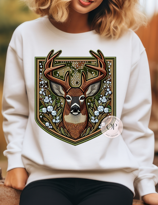 Buck Faux Rhinestone Embroidery Patch