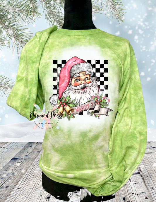 Checkered Merry Santa Long Sleeve