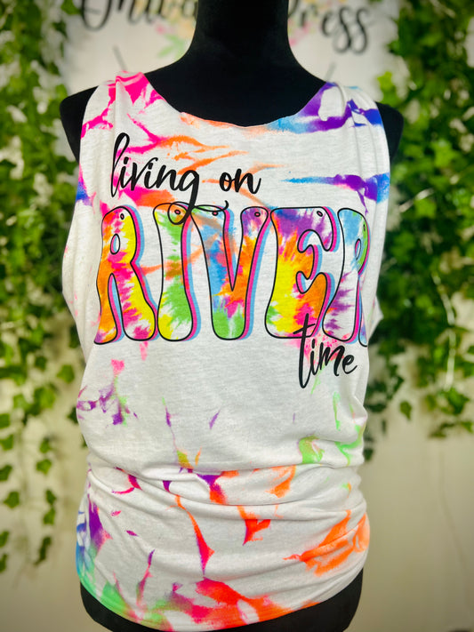 Living On River Time tie-dyed Tank