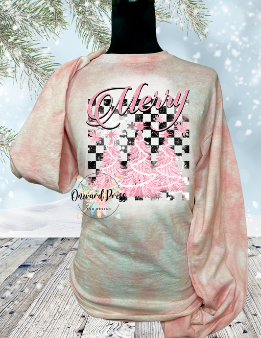 Merry Pink Trees Long Sleeve