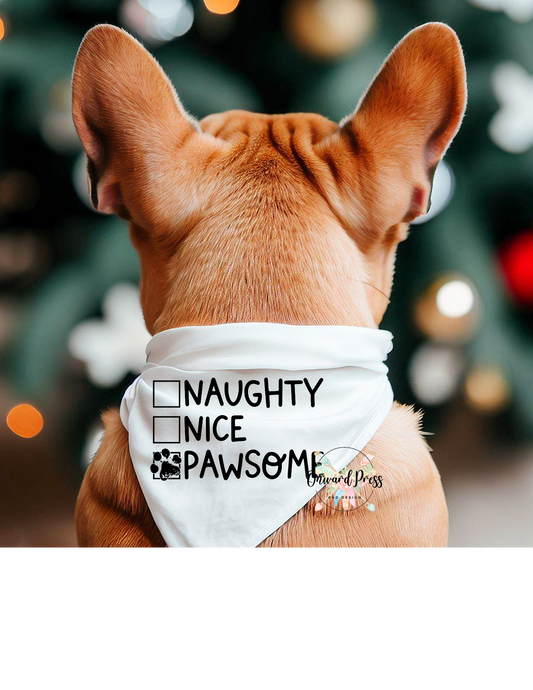 Naughty, Nice, Pawsome Pet Bandana